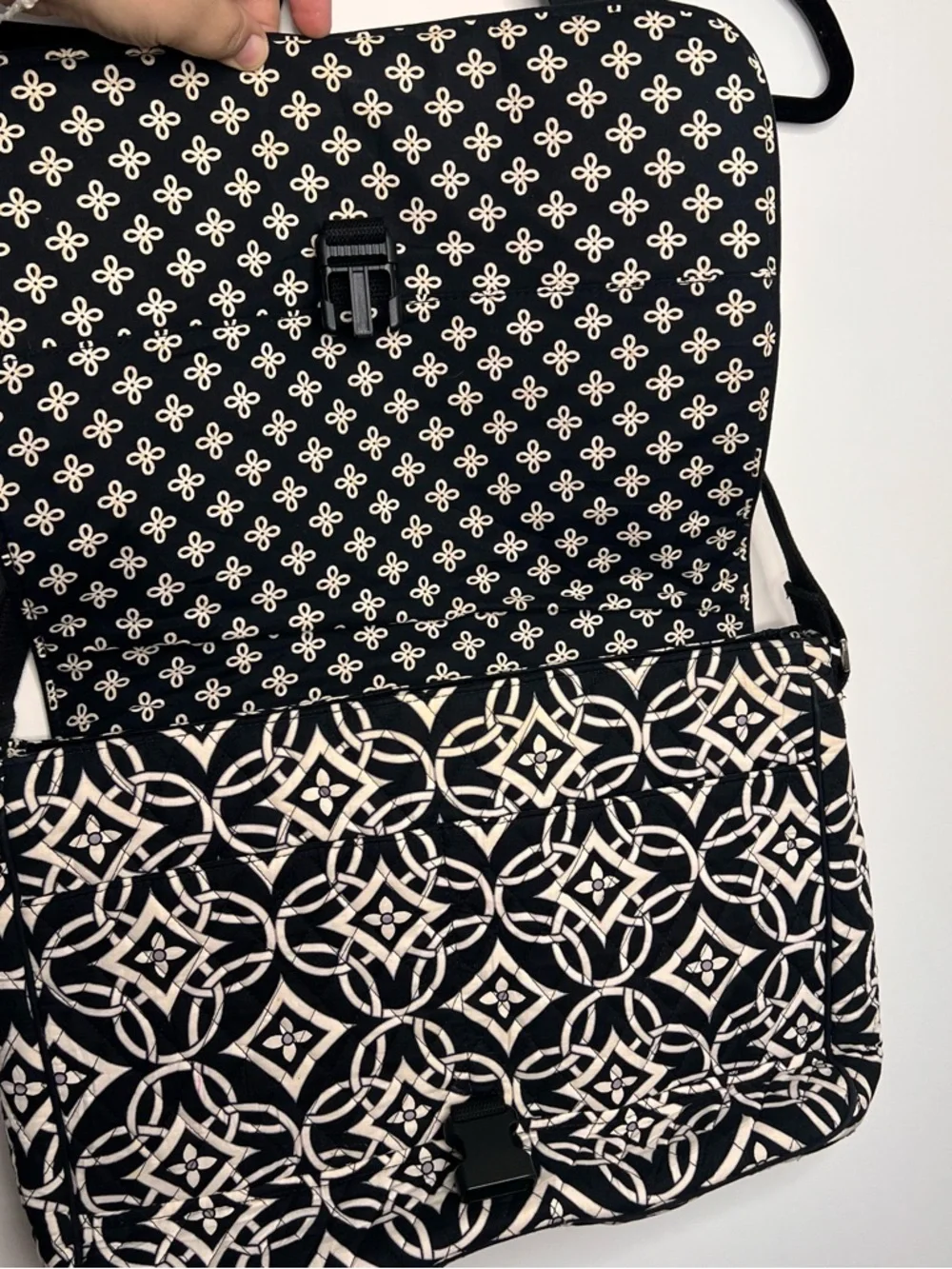 Vera Bradley Black and White Geometric Crossbody Bag with Adjustable Strap - Picture 5 of 6
